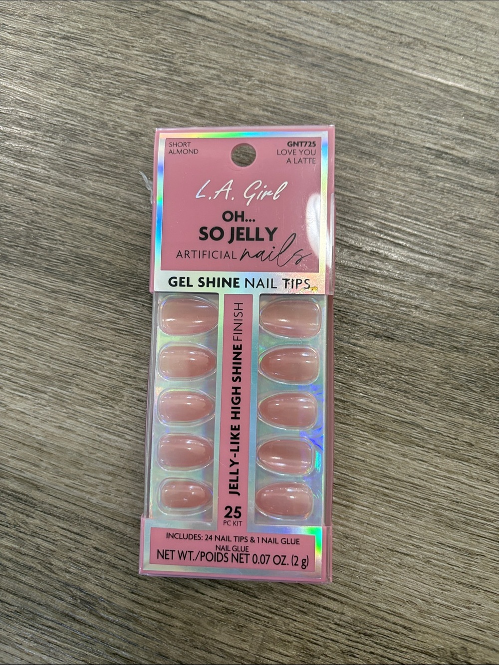 LA Girl Oh... So Jelly Gel Shine Short Almond Press-On Nails - Nude Pink